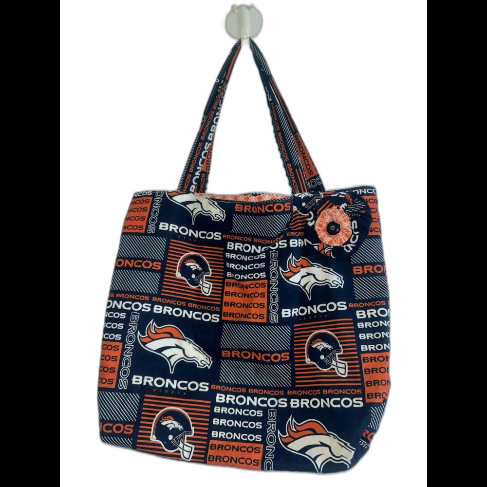 Handmade NFL Denver Broncos Tote Purse Bag      12x12x4” Fabric Double Layered